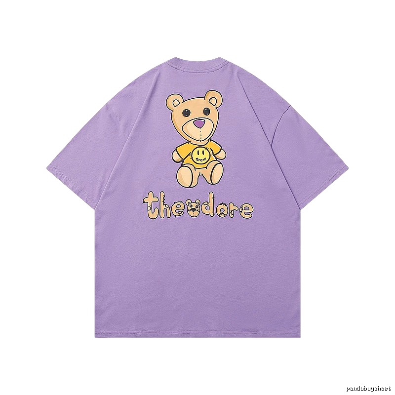 DREW Bear Print Street Style Purple T-shirt