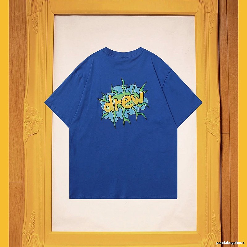 DREW Explosion Print Street Style Blue T-Shirt