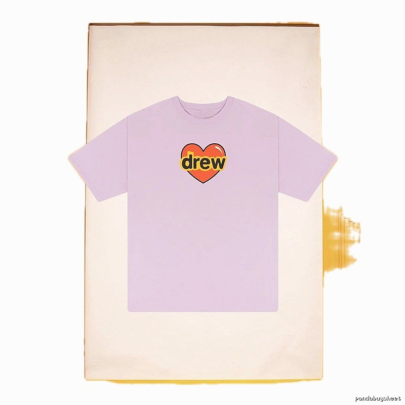 DREW Love Heart Print Street Style Light Purple Short Sleeve T-shirt