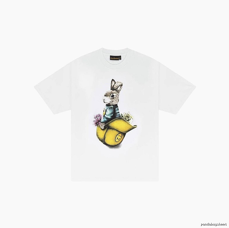 DREW Rabbit Print Street Style White Short-sleeve T-shirt
