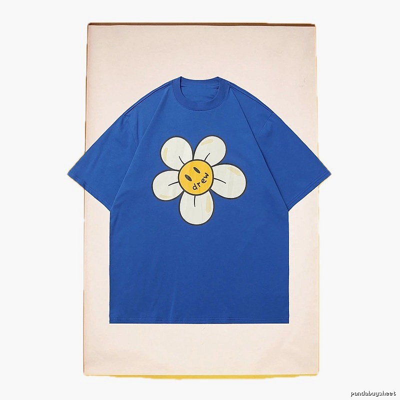 DREW Smiley Face Floral Street Style Blue T-shirt