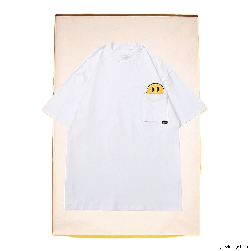 DREW Smiley Face Pocket Street Style White T-Shirt