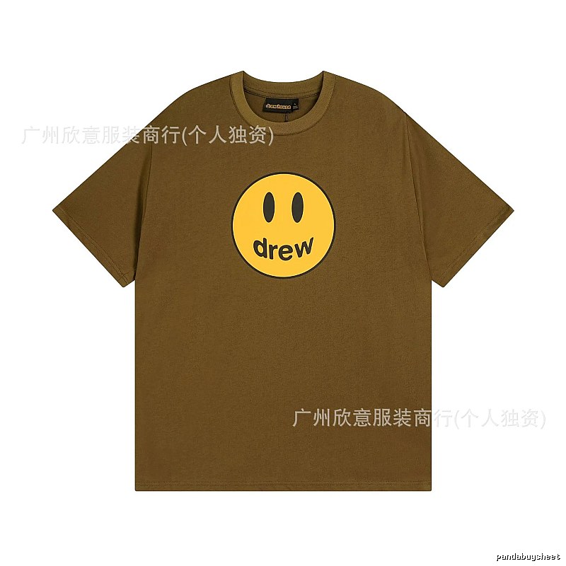 Drew Smiley Face Street Style Brown Short Sleeve T-shirt