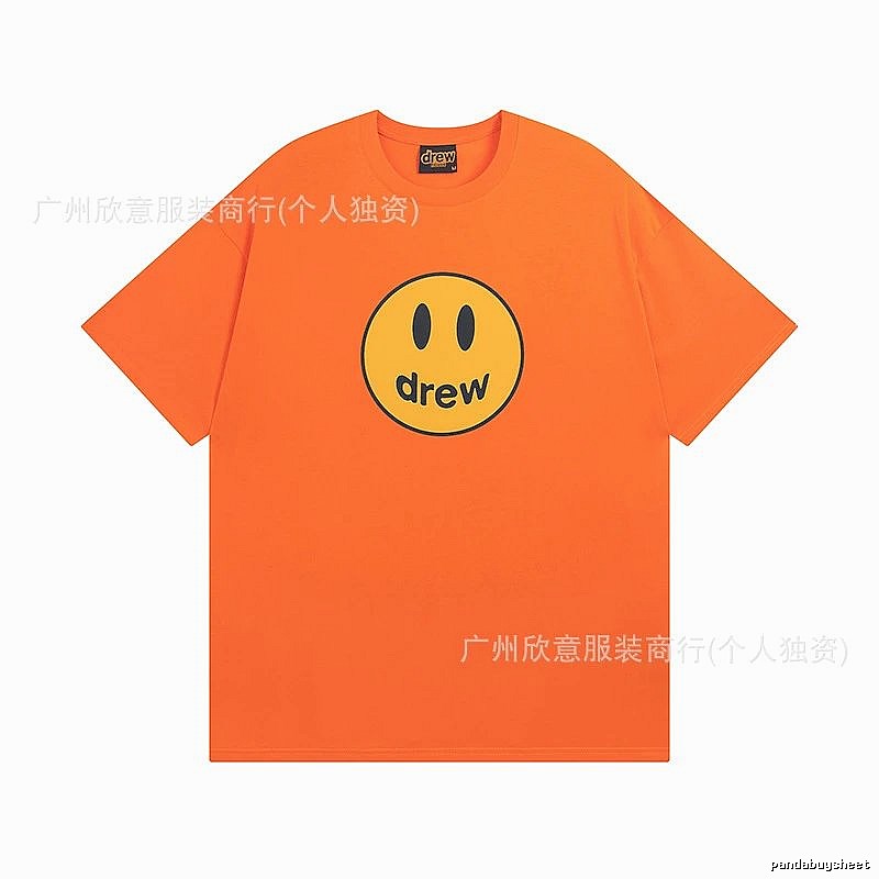 DREW Smiley Series Street Style Orange Short Sleeve T-shirt