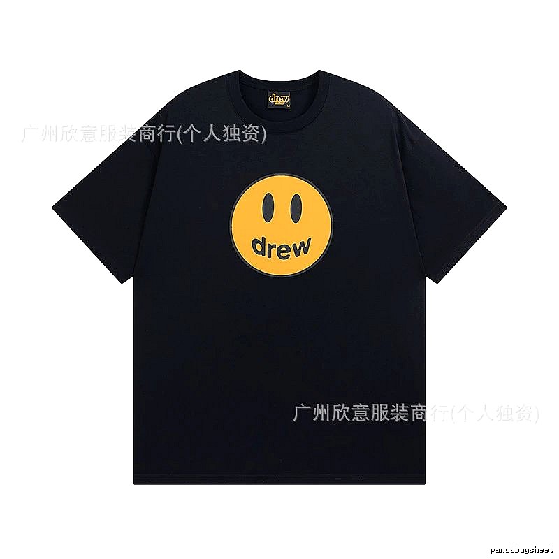 DREW Smiley Street Style Black Short-sleeve T-shirt