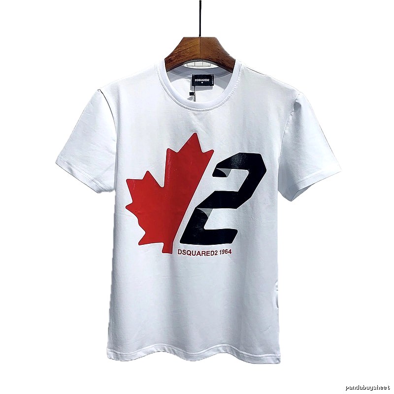 DSQUARED2 Maple Leaf Printed Streetwear White T-Shirt