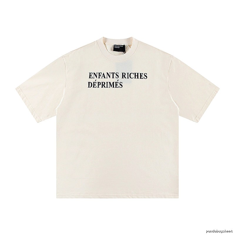 ERD Letter Print Minimalist Style Off-white Short-sleeve T-shirt