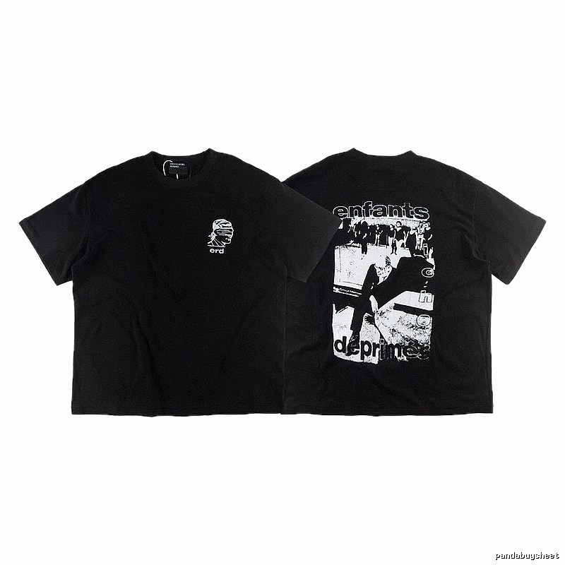 ERD Portrait Print Dark Style Black Short-sleeve T-shirt