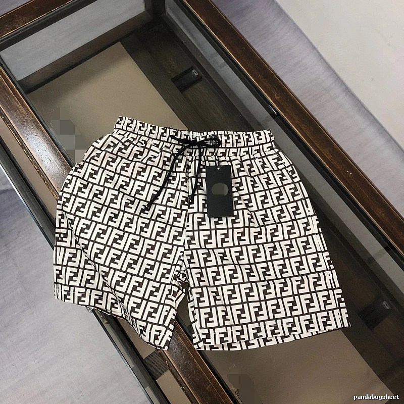 Fendi FF Monogram Streetwear Style White and Black Shorts