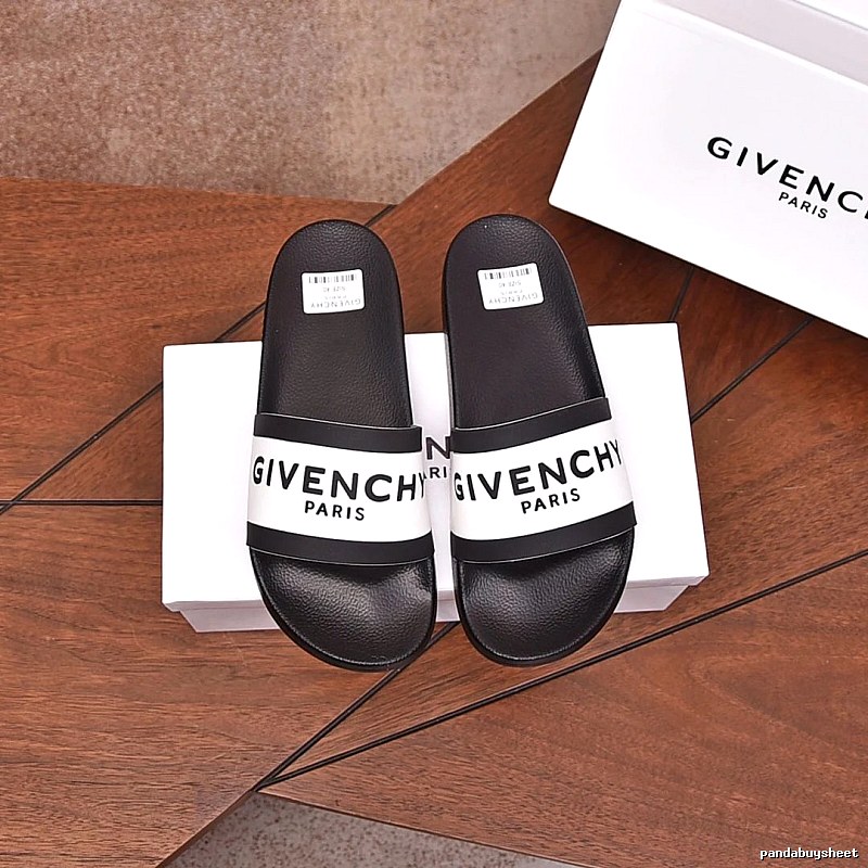 Givenchy Letter Printed Streetwear-style Black and White Slides