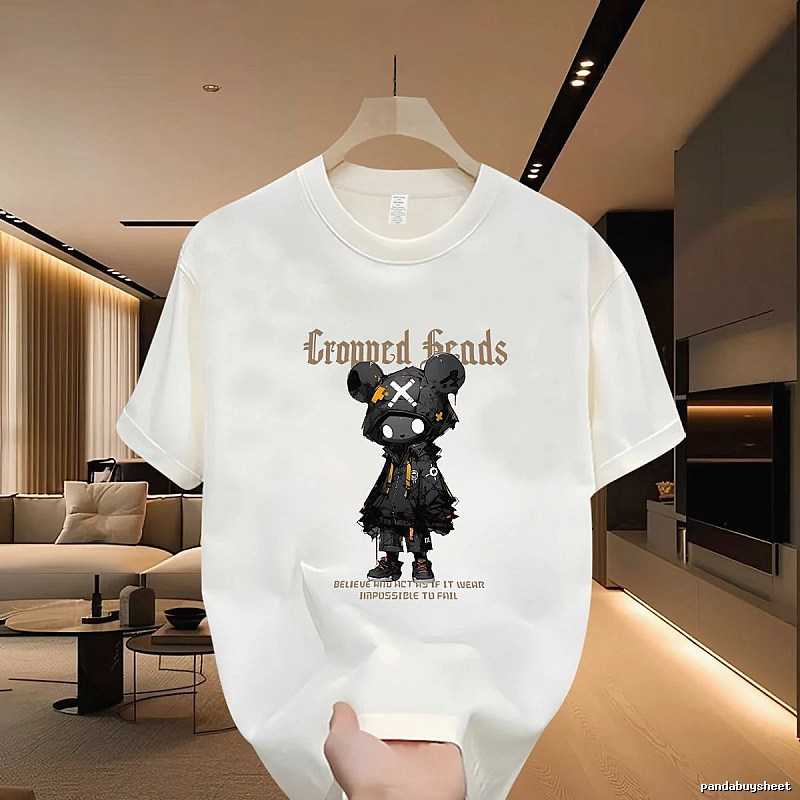 Gloomy Bear Printed Street-style Off-white Short-sleeve T-shirt
