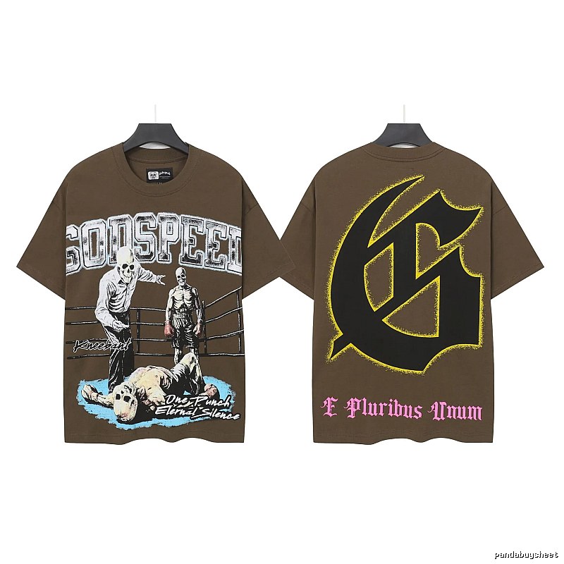 Godspeed Skull Boxing Street Style Brown T-shirt