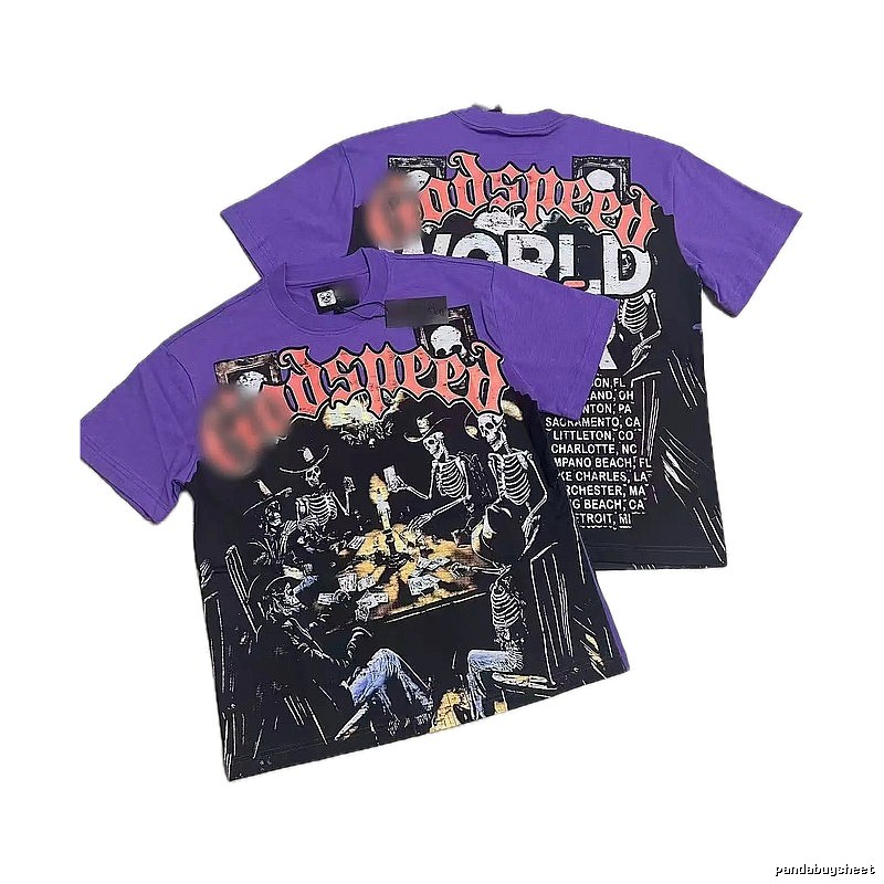 Godspeed Skull Poker Street Style Purple T-shirt