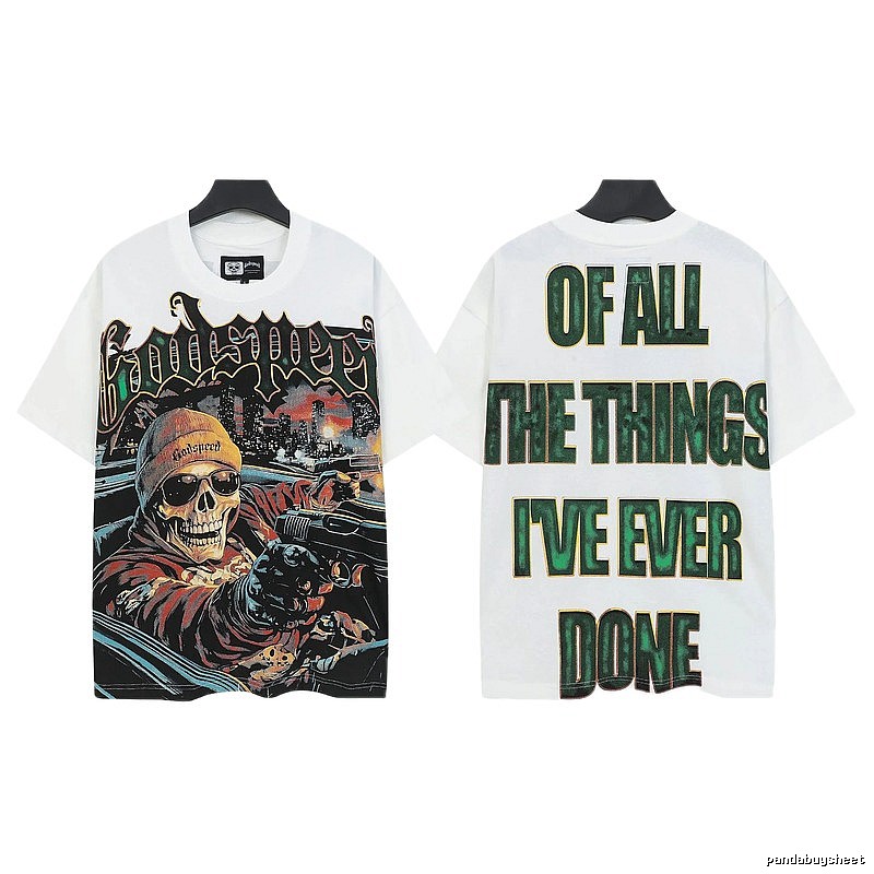 Godspeed Skull Print Street Style White T-shirt