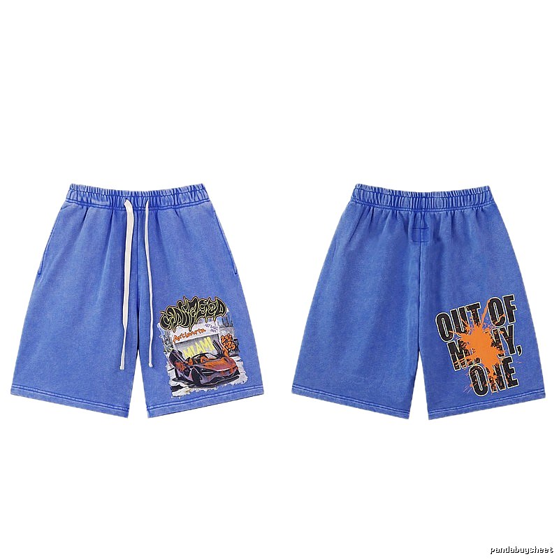 Godspeed Sports Car Print Street Style Blue Shorts