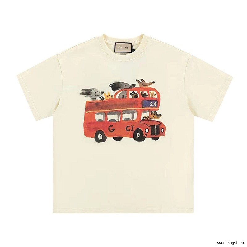 Gucci Bus Print Whimsical Style Off-white T-Shirt