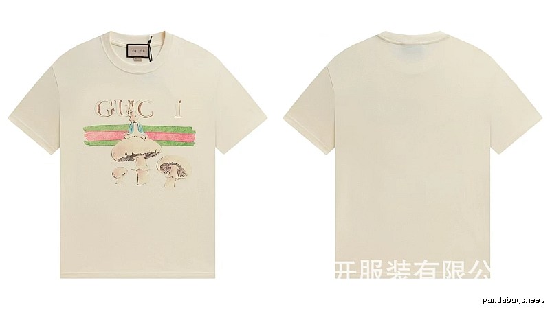 Gucci Co-branded Retro Style Off-white Printed T-Shirt