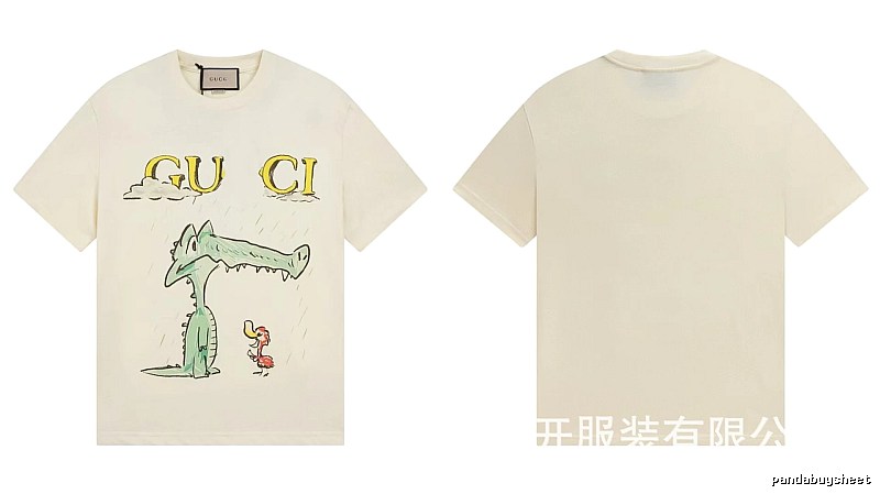 Gucci Crocodile Print Childlike Off-white T-Shirt