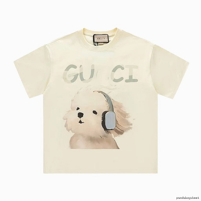 Gucci Dog Print Casual Style Off-white T-shirt