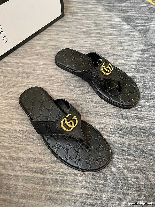 Gucci Double G Casual Style Black Flip-Flops