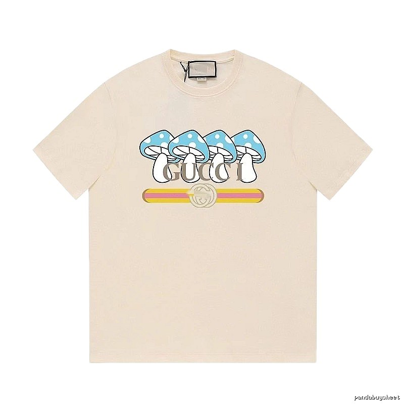 Gucci Mushroom Print Casual Style Off-white T-shirt