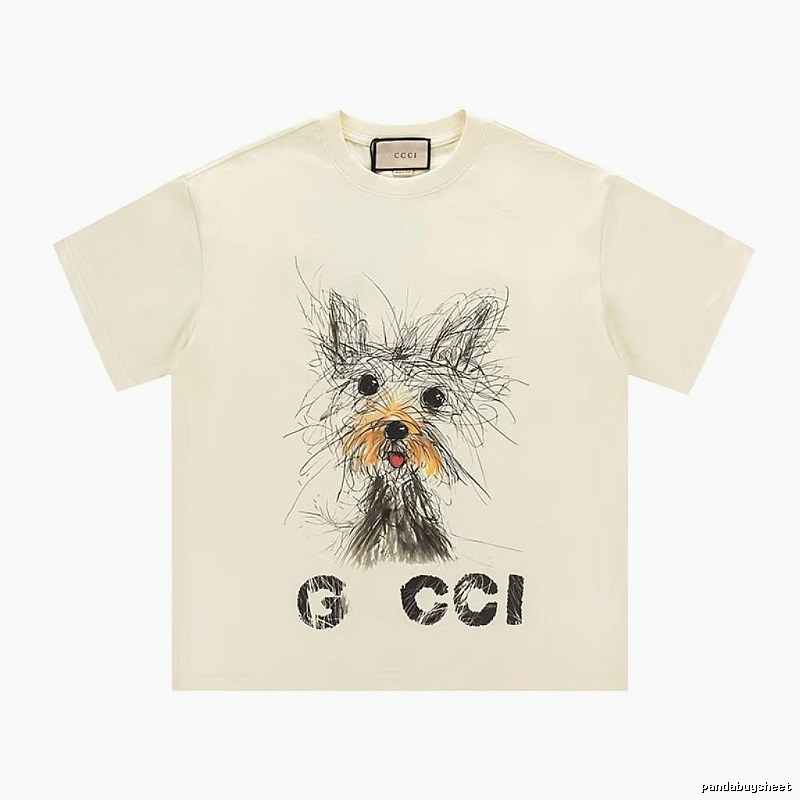Gucci Puppy Graffiti Casual Style Off-white T-Shirt