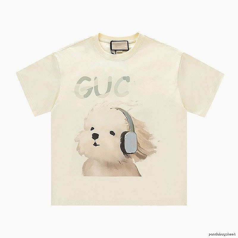 Gucci Puppy Print Casual Off-white T-Shirt