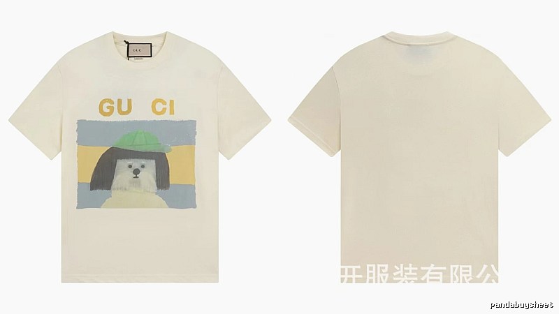 Gucci Puppy Print Casual Style Off-white T-shirt