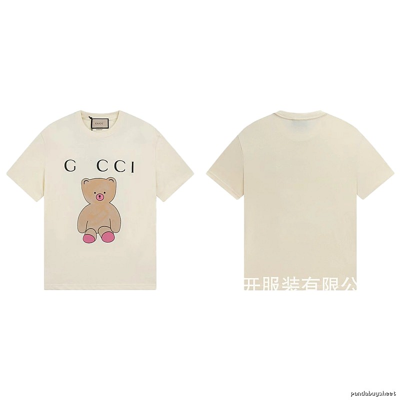 Gucci Teddy Bear Print Casual Style Off-White T-Shirt