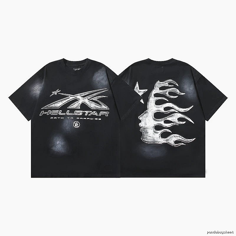 Hellstar Distressed Flame Street Style Black T-Shirt