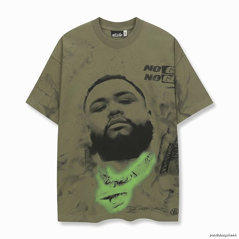 Hellstar Retro Style Olive Green T-shirt