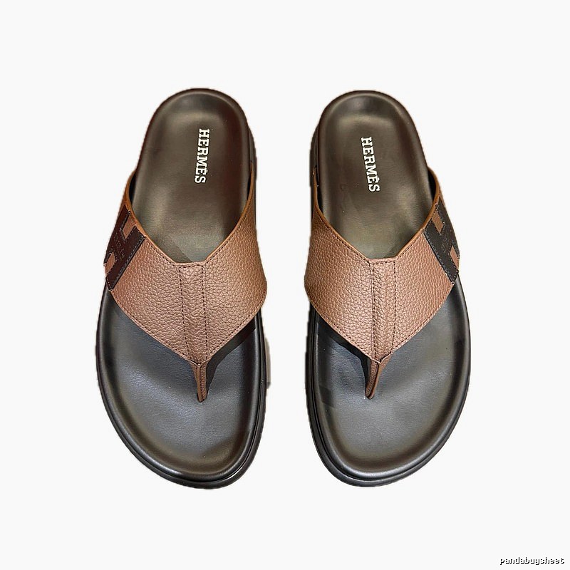 Hermès H Collection Casual Style Brown and Black Flip-Flops