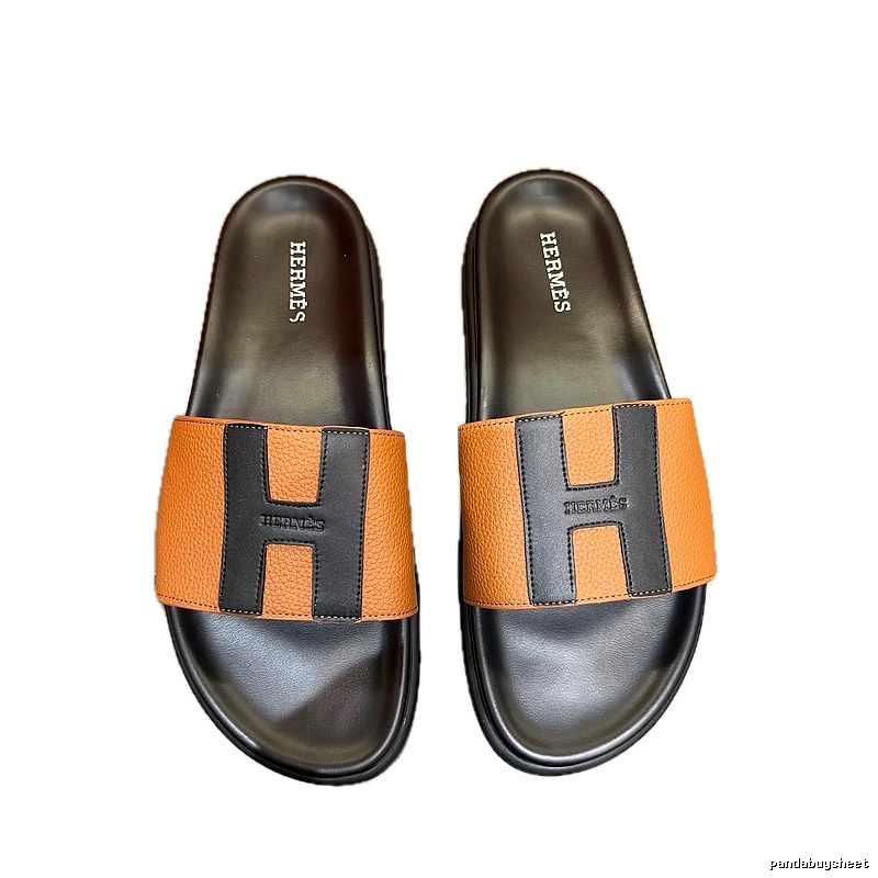 Hermès H Collection Minimalist Brown & Black Colorblock Slide Sandals