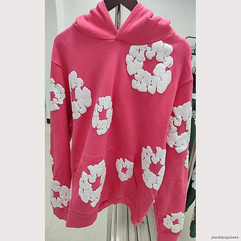 Hot Pink Flower Print Pullover Hoodie