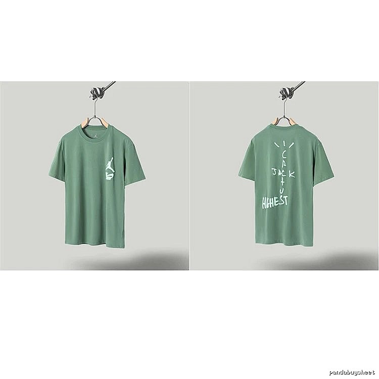 Jordan x Travis Scott Co-branded Street Style Pea Green T-Shirt