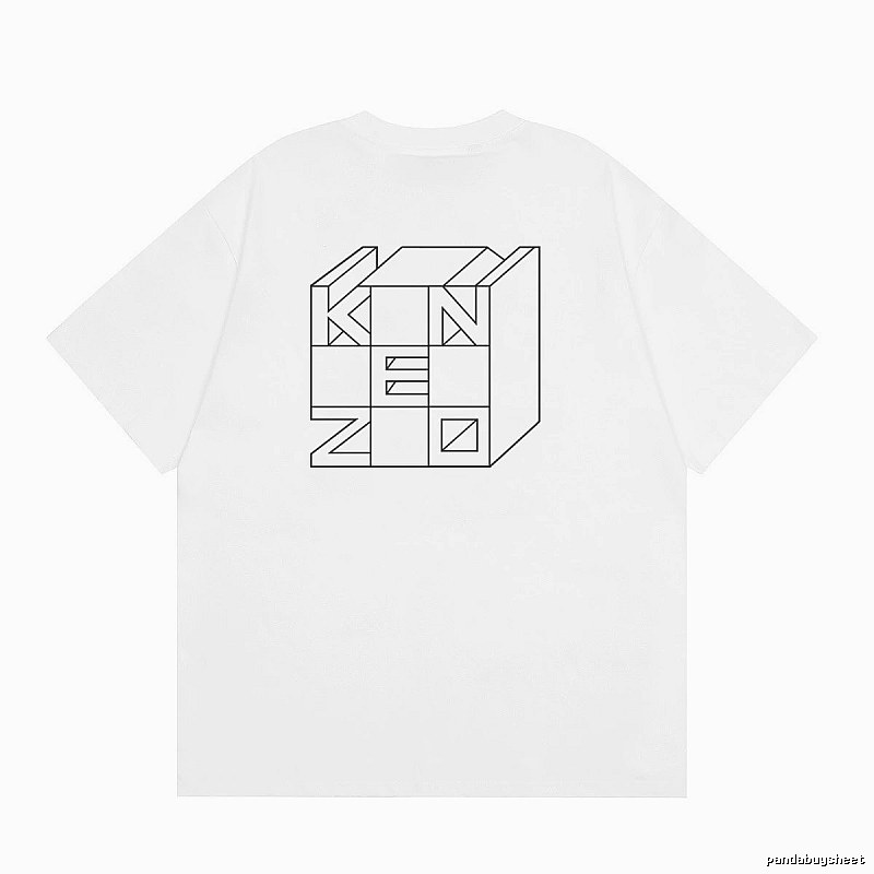 KENZO Geometric Lines Minimalist Style White T-shirt