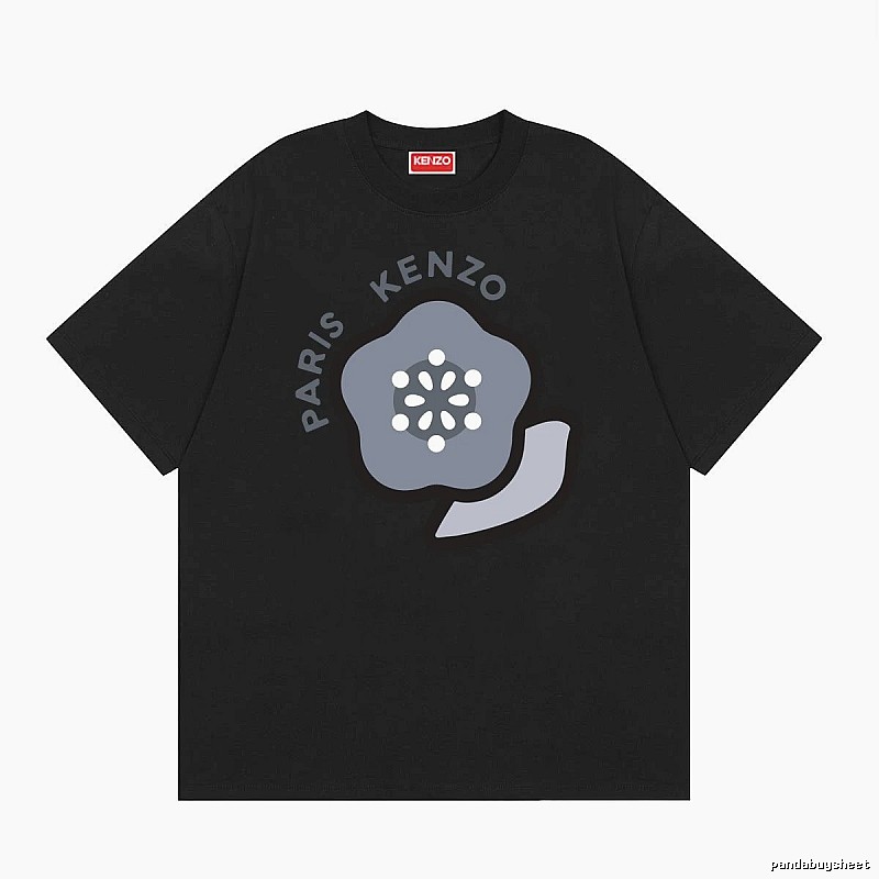 KENZO Paris Flower Casual Style Black T-Shirt