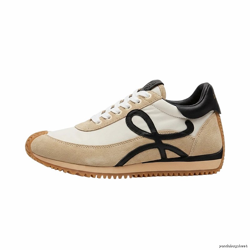 LOEWE retro-style black and brown color-blocking sneakers
