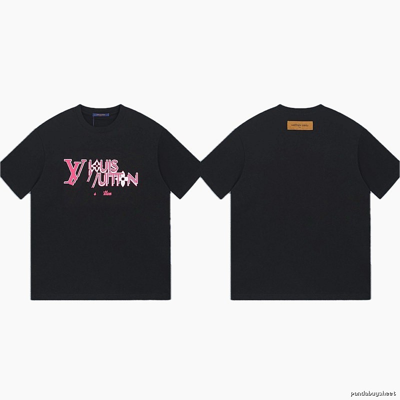 Louis Vuitton Letter Print Trendy Style Black T-shirt