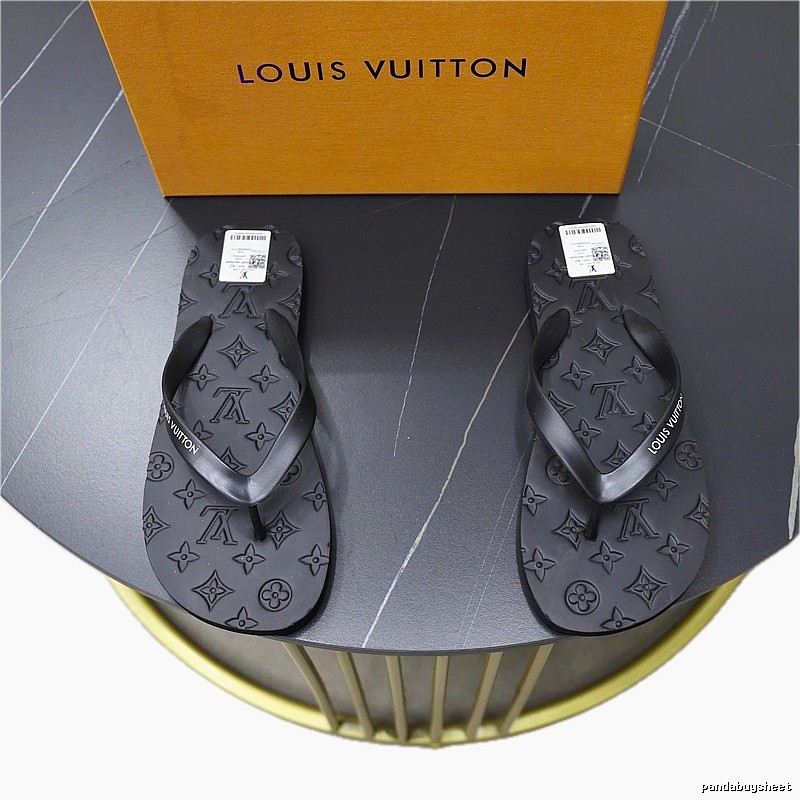 Louis Vuitton Monogram Casual Style Black Flip Flops