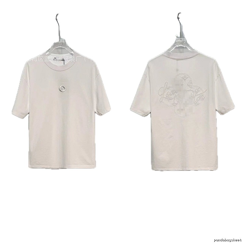 Louis Vuitton Monogram Embroidered Trendy Style White T-Shirt