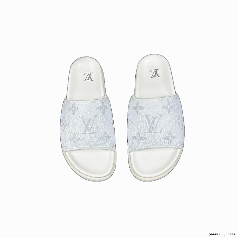 Louis Vuitton Monogram Light Luxury Style White Slide Sandals