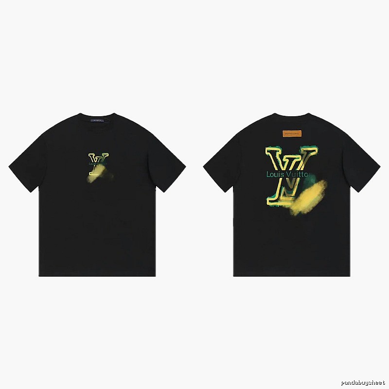 Louis Vuitton Spray-painted Trendy Style Black T-Shirt
