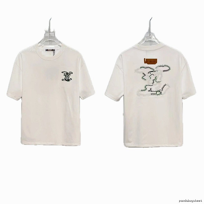 Louis Vuitton Trendy Map-Embroidered White Short-sleeve T-shirt