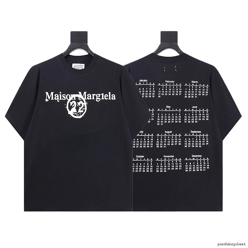 Maison Margiela Calendar Print Trendy Cool Black T-Shirt
