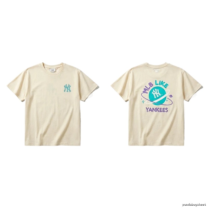 MLB Yankees trendy brand beige T-shirt