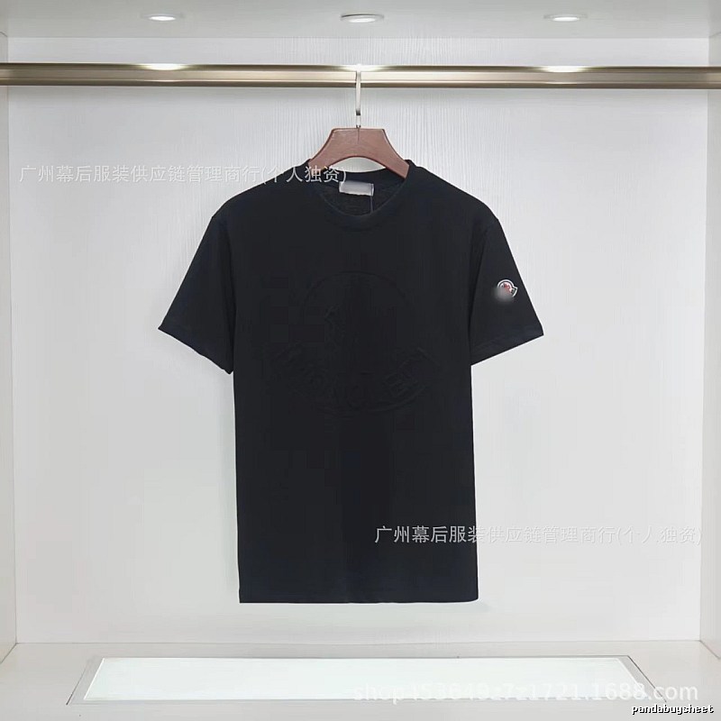 Moncler Embossed Streetwear Style Black Short-Sleeve T-Shirt