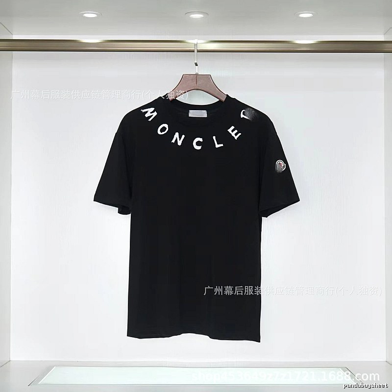 Moncler Letter Print Casual Style Black T-Shirt