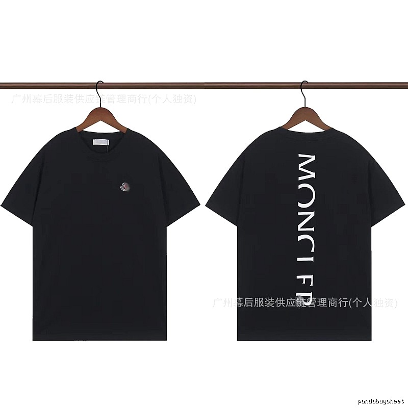 Moncler Letter Print Casual Style Black T-Shirt