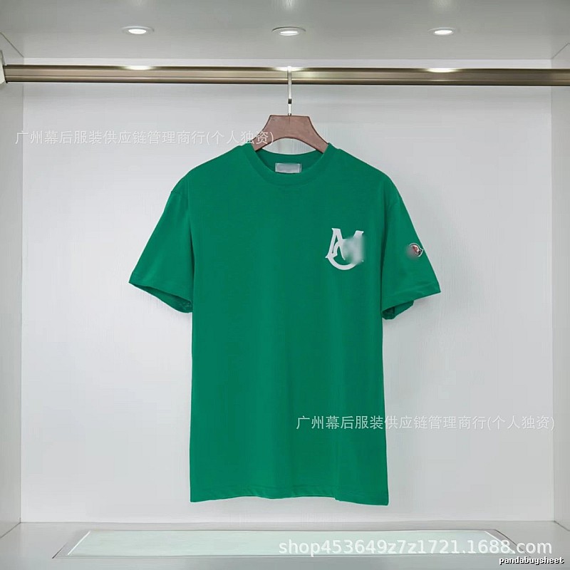 Moncler Letter Print Casual Style Green Short-sleeve T-shirt